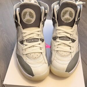 Jordan Women White and Gray Athletic Shoes